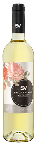 Botella de solasviñas de vino verdejo, completa Botella de solasviñas de vino verdejo, completa